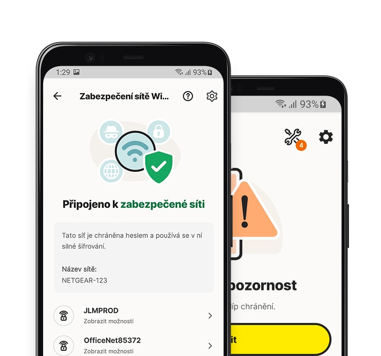 Aplikace Zabezpečení sítě Wi-Fi v tabletu a telefonu